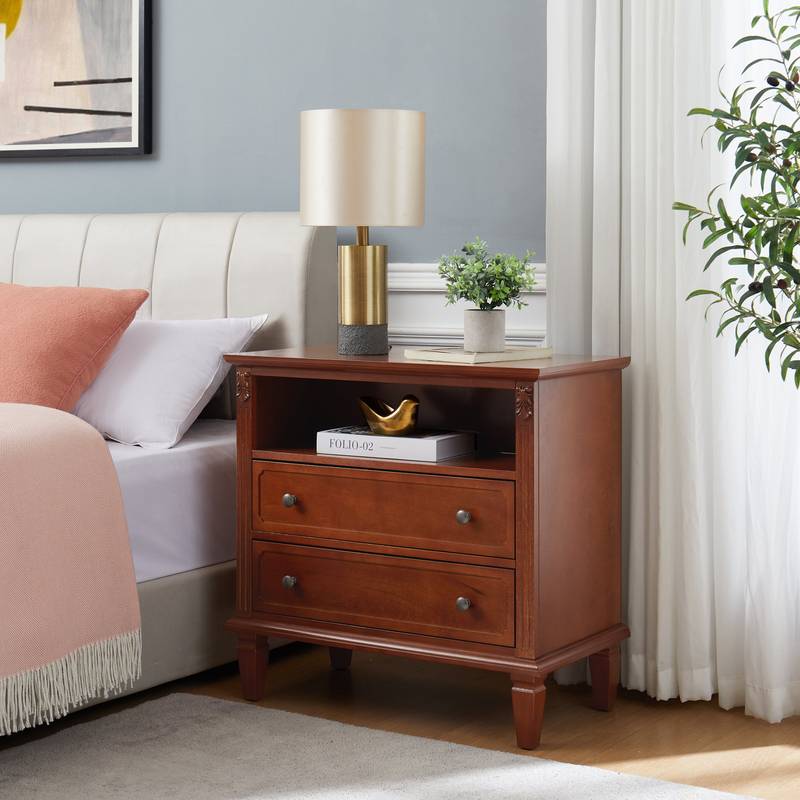 Chic Farmhouse Nightstand with USB Charging & Storage