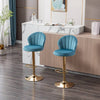 Chic Swivel Bar Stools with Velvet Touch and Gold Accents - Baby Blue Duo