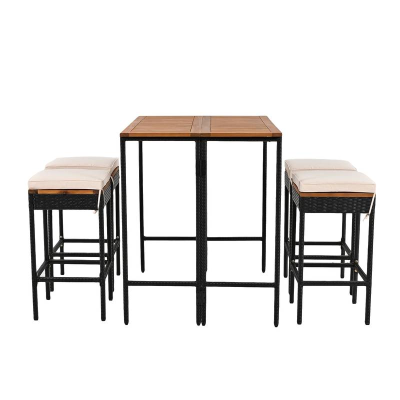 Cozy Acacia Bistro Set with Cushions