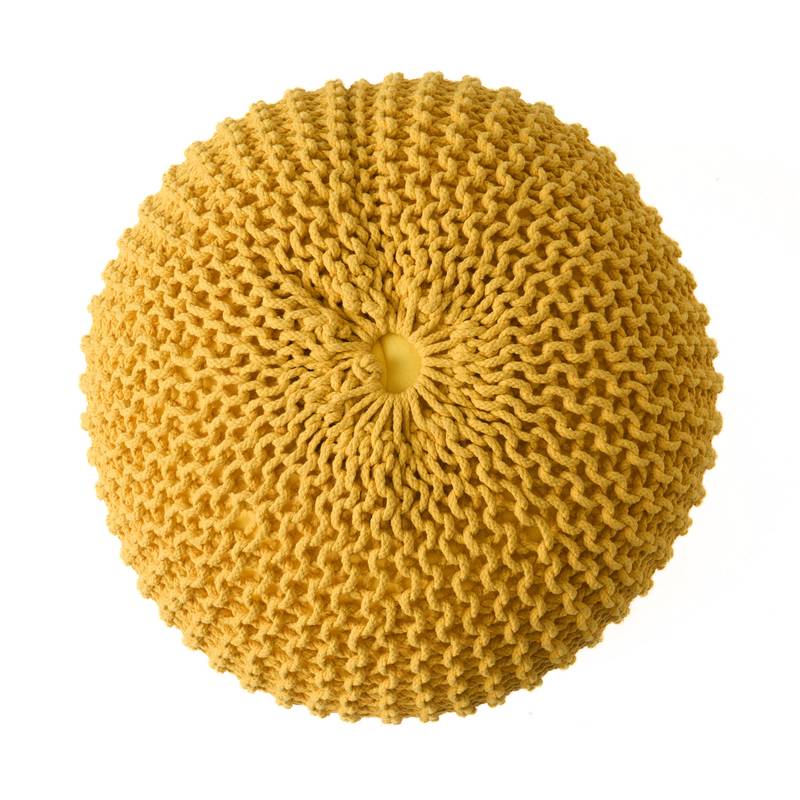Sunny Yellow Knit Pouf