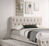 Cozy Tufted Twin Bed with Trundle in Light Brown Burlap