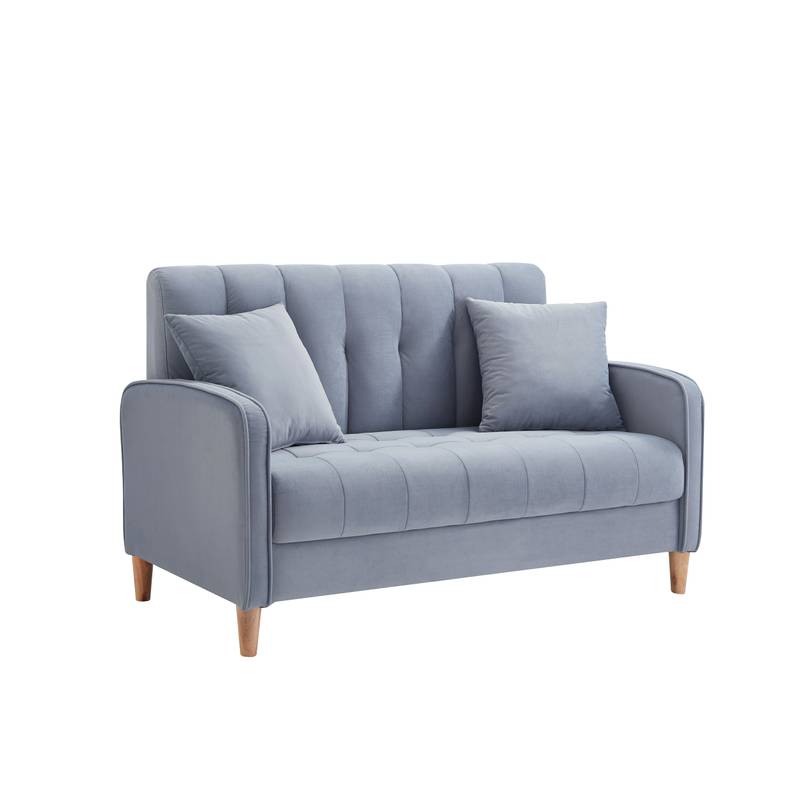Chic Velvet Loveseat in Light Blue