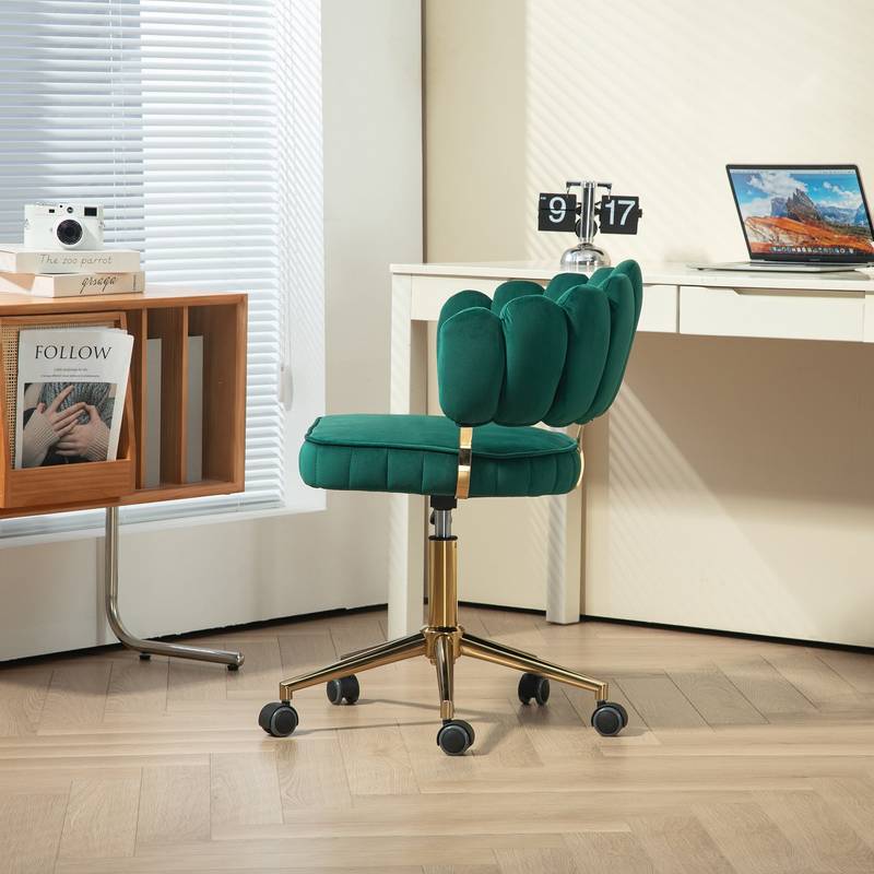 Emerald Velvet Swivel Desk Chair