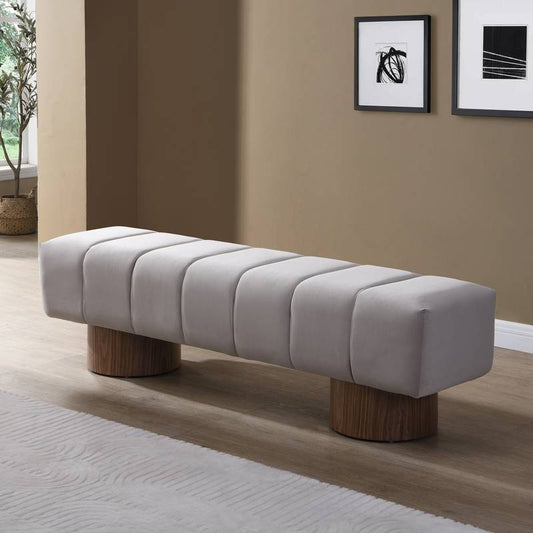 Cozy Grey Upholstered Dining Bench
