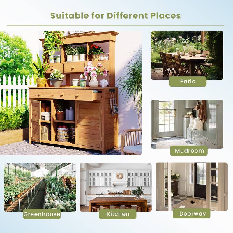 TOPMAX Tall Garden Potting Bench & Storage Station
