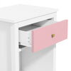 Charming Pink Wooden Nightstand with Shelf & Drawer
