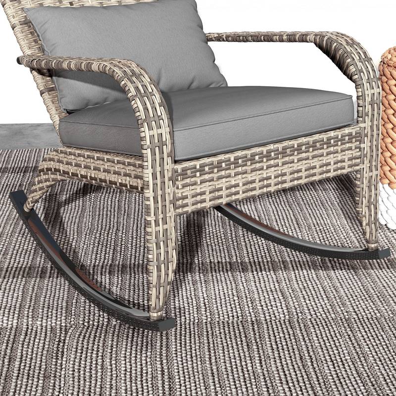 Cozy Wicker Rocking Chair for Outdoor Relaxation