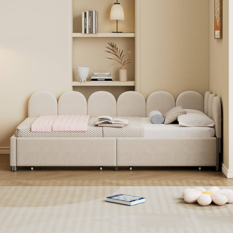 Cozy Velvet Twin Daybed with Storage Drawers