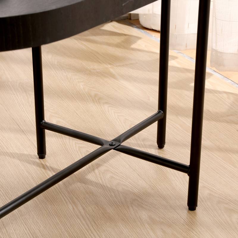 Chic Black Storage Side Table for Living Room