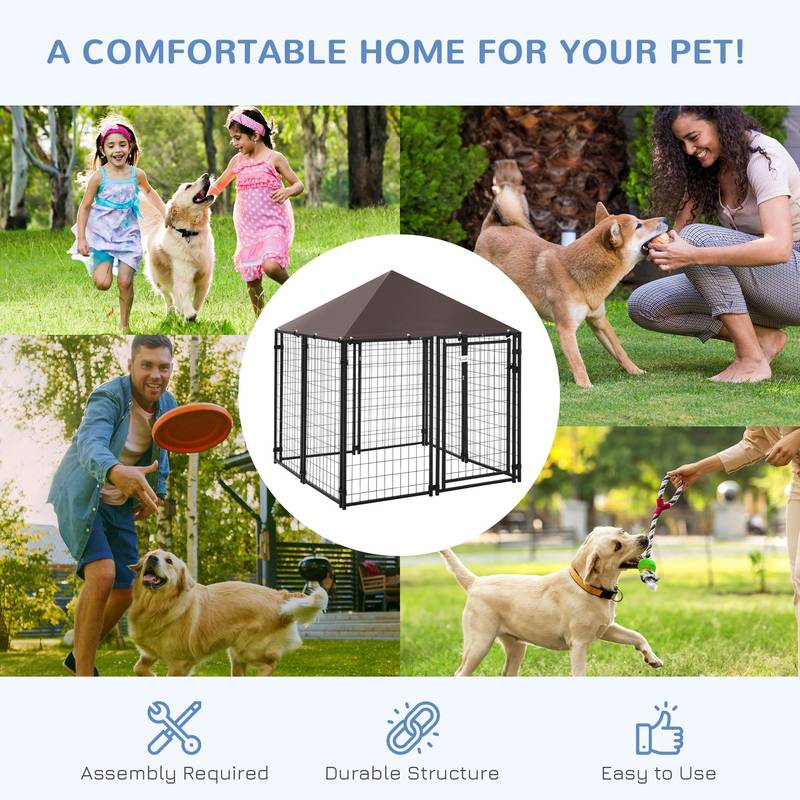 PawHut Outdoor Dog Playpen with Canopy