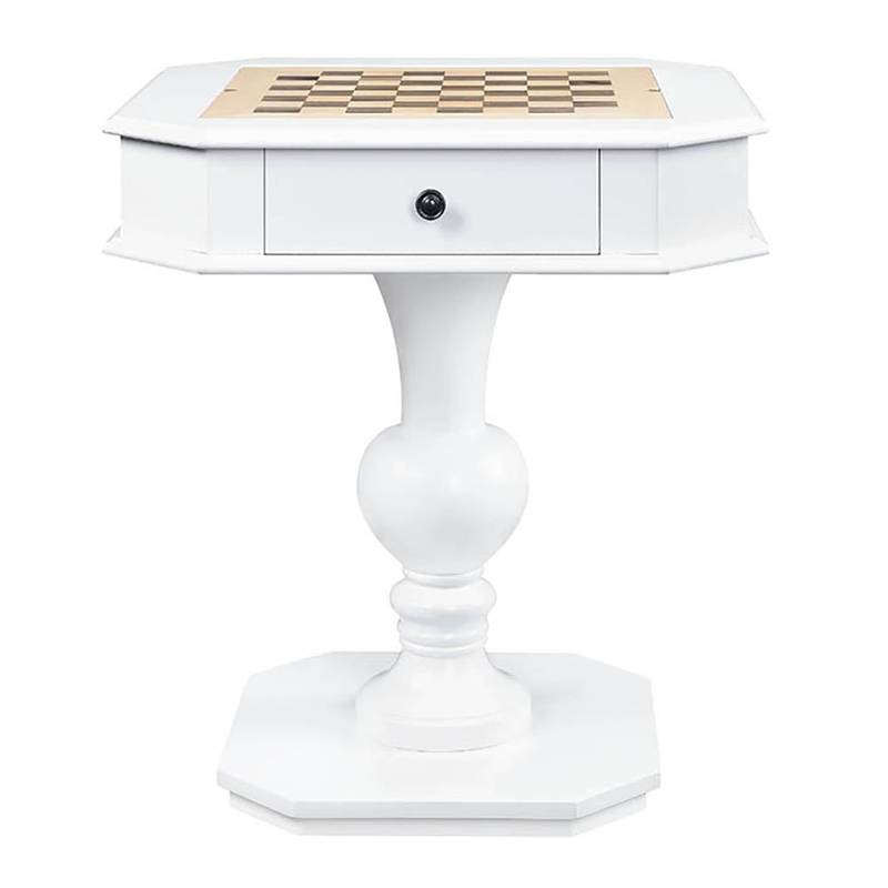 Chic White Game Table with Dual Storage