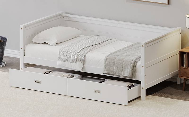 Cozy White Twin Daybed with Storage Drawers