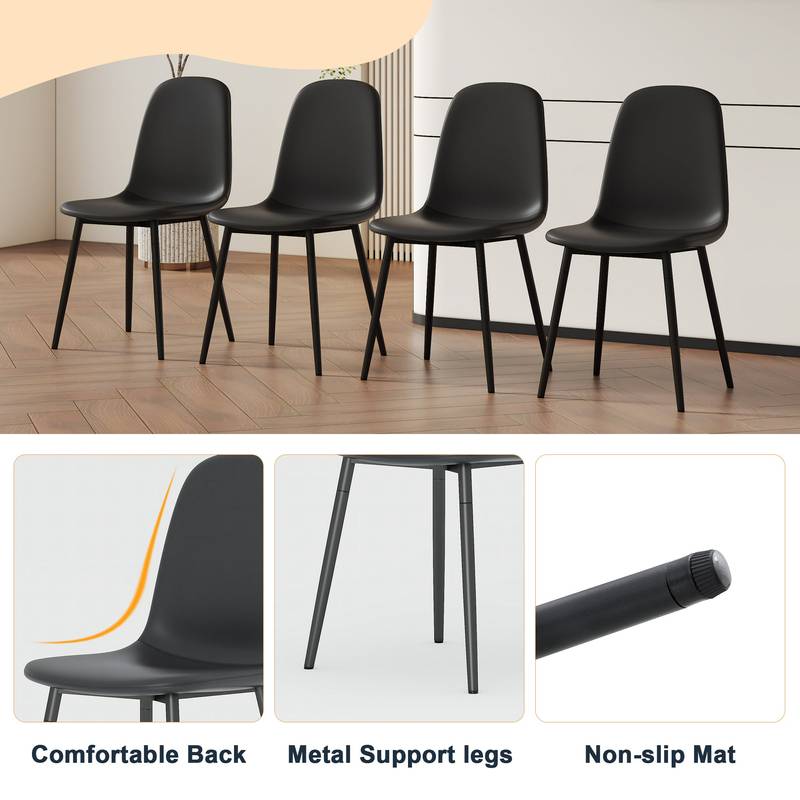Sleek Black Dining Chair Set - Modern Comfort in Every Seat!