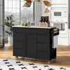 Versatile Kitchen Cart with Rubber Wood Top and Smart Storage
