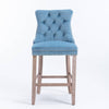 Chic Velvet Barstools with Tufted Detail - Set of Two (Light Blue)