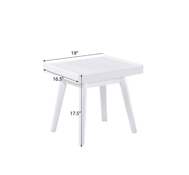 Cozy White Wood Slatted Bench