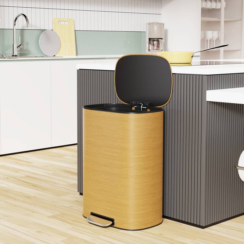 Soft Close Step Trash Can - Stainless Steel Elegance