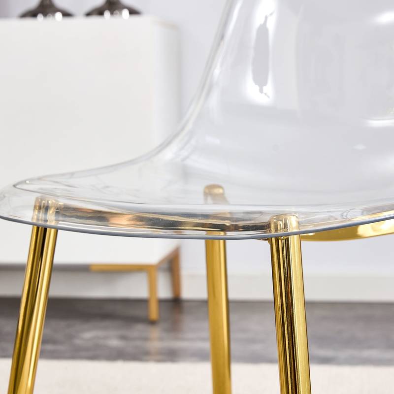 Chic Crystal Dining Chairs - Set of Four with Gold Legs