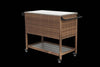 Rolling Rattan Wine Bar Cart - Perfect for Outdoor Parties!