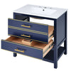 Navy Bliss: Stylish Bathroom Vanity with Open Storage