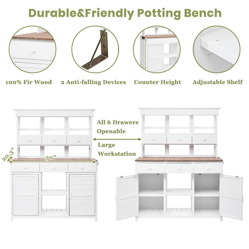 TOPMAX Garden Potting Station - Stylish Storage & Workspace