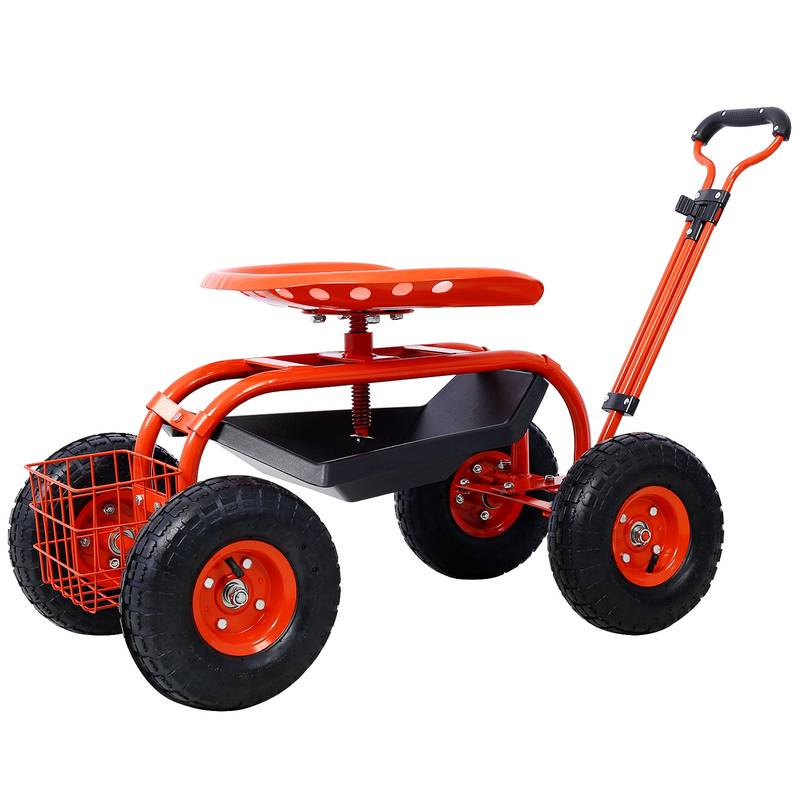 Garden Buddy Scooter: Rolling Seat with Tool Tray and Swivel Convenience