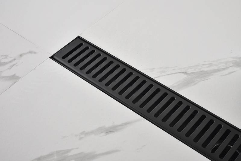 Sleek Linear Shower Drain with Easy-Clean Grate and Hair Strainer