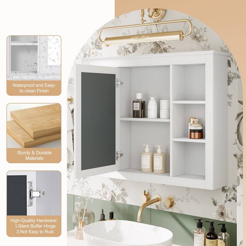 Stylish Wall-Mounted Bathroom Mirror Cabinet with Shelves
