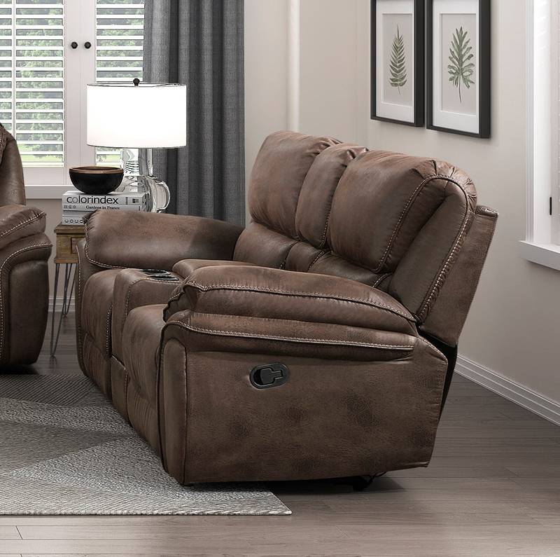 Cozy Chic Reclining Loveseat in Brown