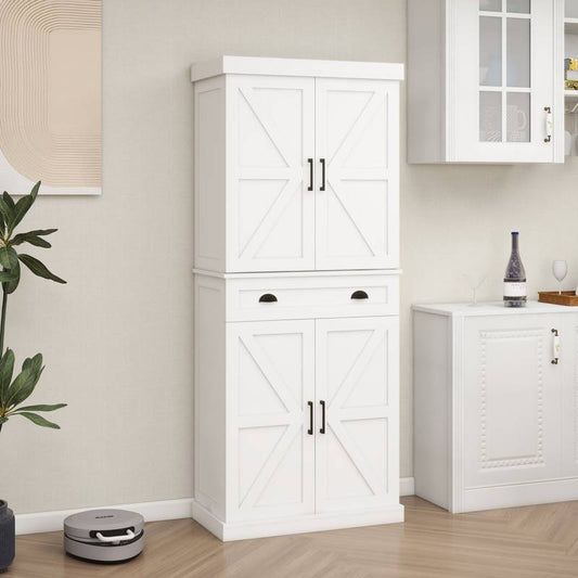 Charming White Kitchen Pantry Storage Cabinet