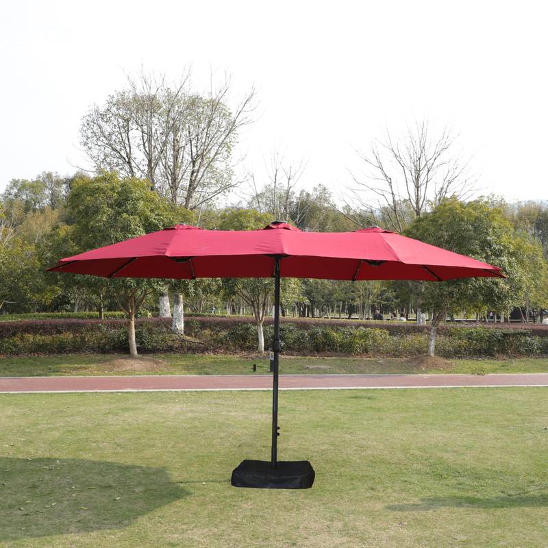 Vibrant Double-Sided Patio Umbrella with Base