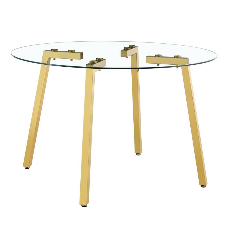 Chic Gold-Base Glass Dining Table – Perfect for Home & Office Gatherings!