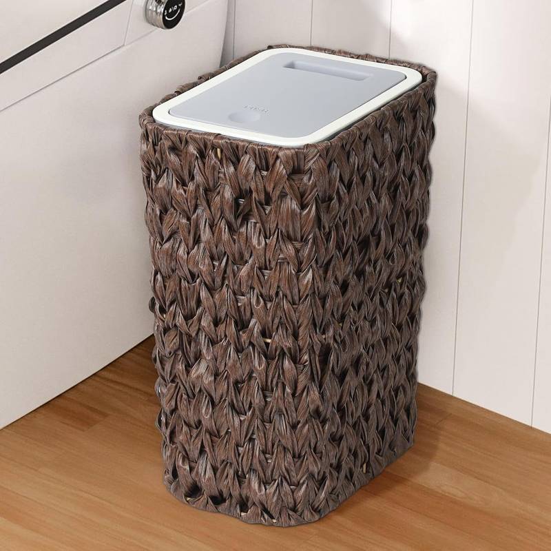 Chic Wicker Trash Can with Lid