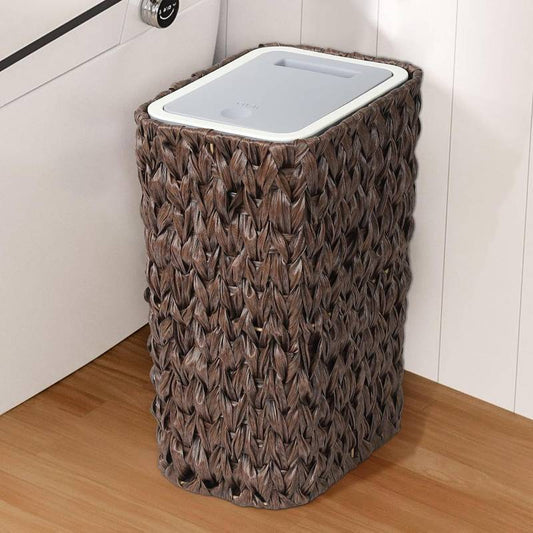 Chic Wicker Trash Can with Lid