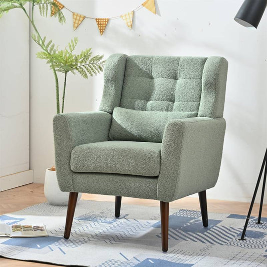 Cozy Teddy Accent Chair - Stylish Lounge Armchair in Light Green