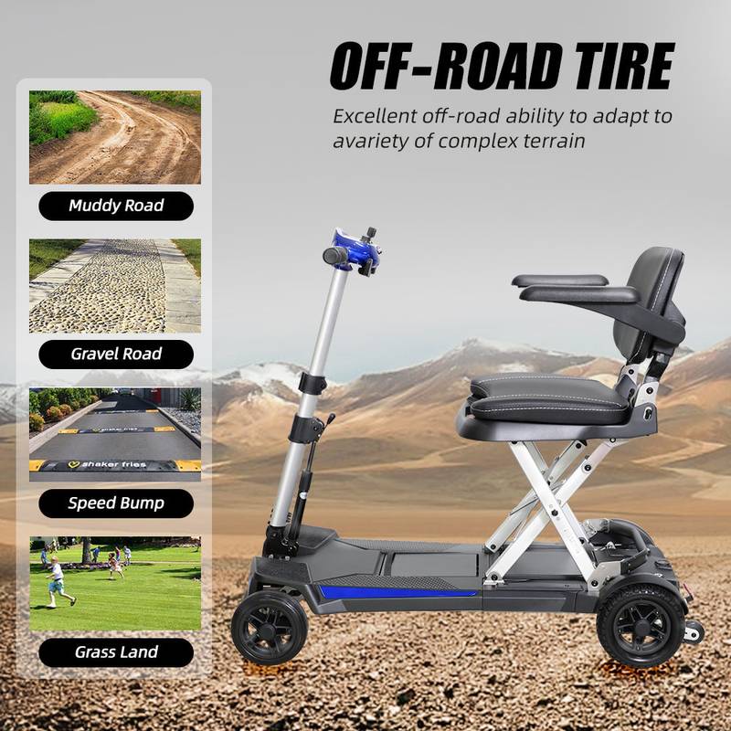 Blue Folding Scooter for Easy Travel - Perfect for Seniors!