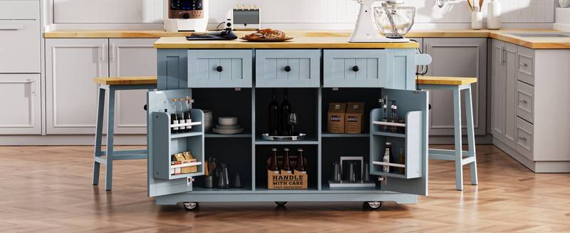 Versatile Rolling Kitchen Island with Drop Leaf & Storage