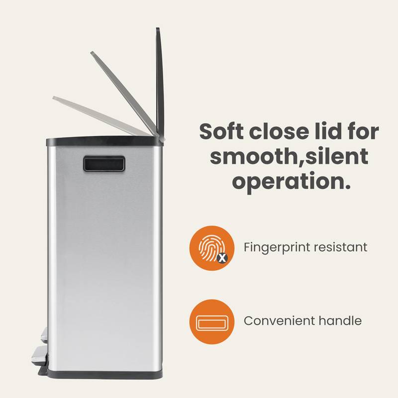 Sleek Dual-Compartment Stainless Steel Trash Can