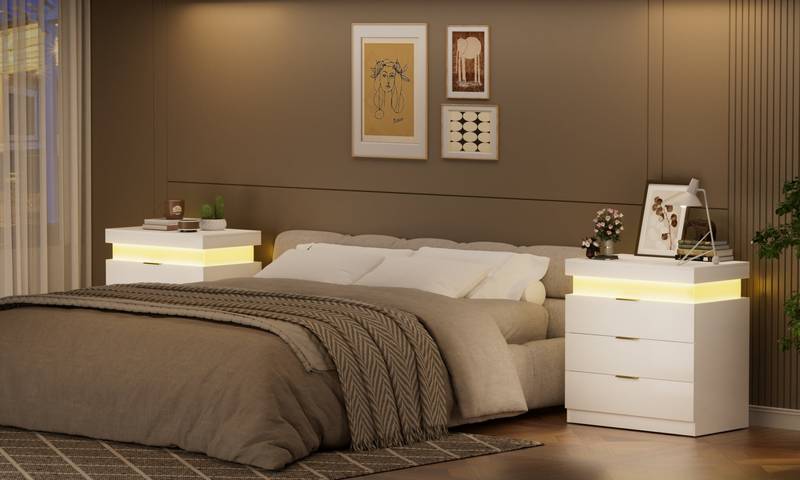 Dreamy Nightstand with Charging Hub & LED Glow