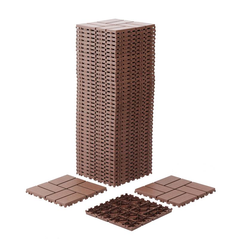 Outdoor Deck Tiles - Easy Interlocking Patio Flooring in Brown