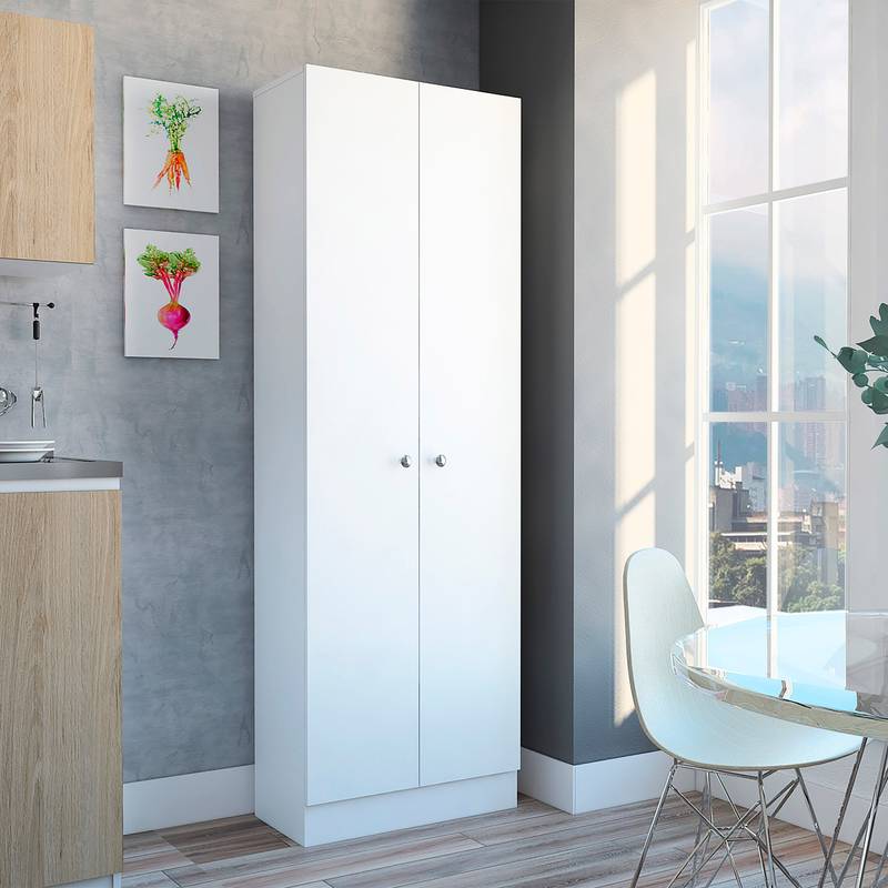 Chic White Pantry Cabinet with Spacious Shelves