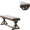 Chic Ash Gray Dining Bench with Cream Cushion