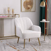 Cozy Ivory Teddy Accent Chair with Gold Legs