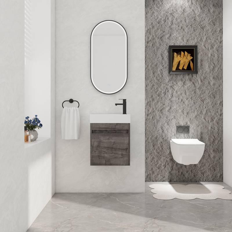 Elegant Wall-Mounted Vanity with Soft-Close Cabinet and Sleek Sink