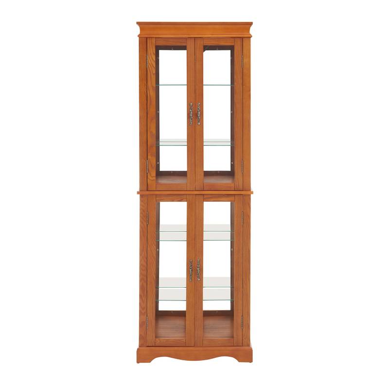 Illuminated Oak Glass Display Cabinet