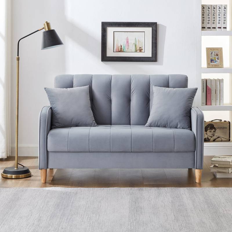 Chic Velvet Loveseat in Light Blue