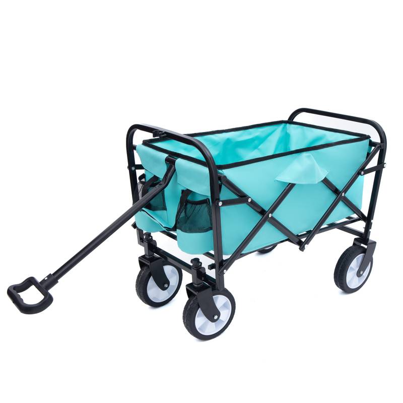 Blue Folding Utility Wagon - Your Go-To Cart for Beach Trips, Shopping, and More!