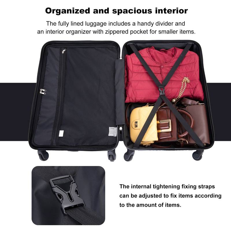 Lightweight Purple Luggage Set with Spinner Wheels