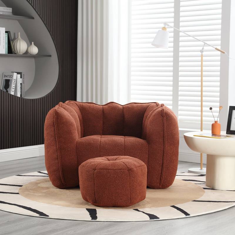 Cozy Foam Bean Bag Lounge Chair with Footstool