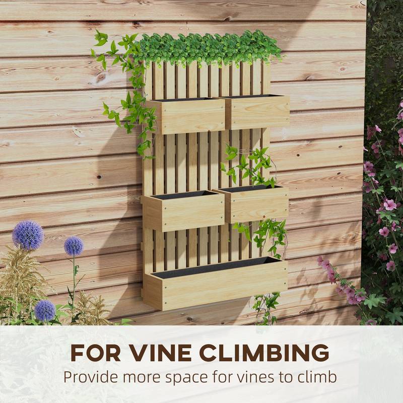 Vertical Garden Delight: Raised Planter with Trellis for Climbing Plants